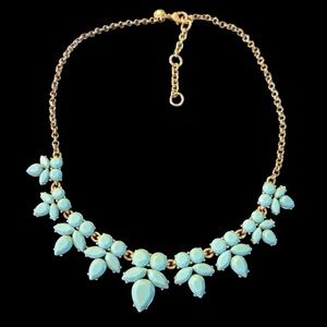 J. Crew Gold Necklace with Aqua Floral Accents